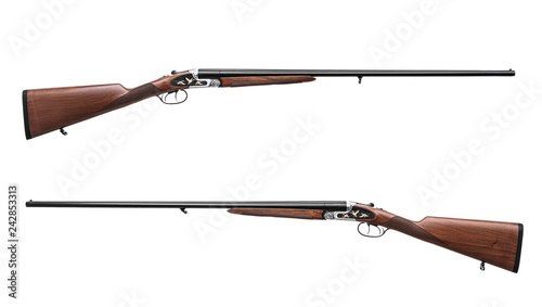 Classic hunting rifle isolated on white background