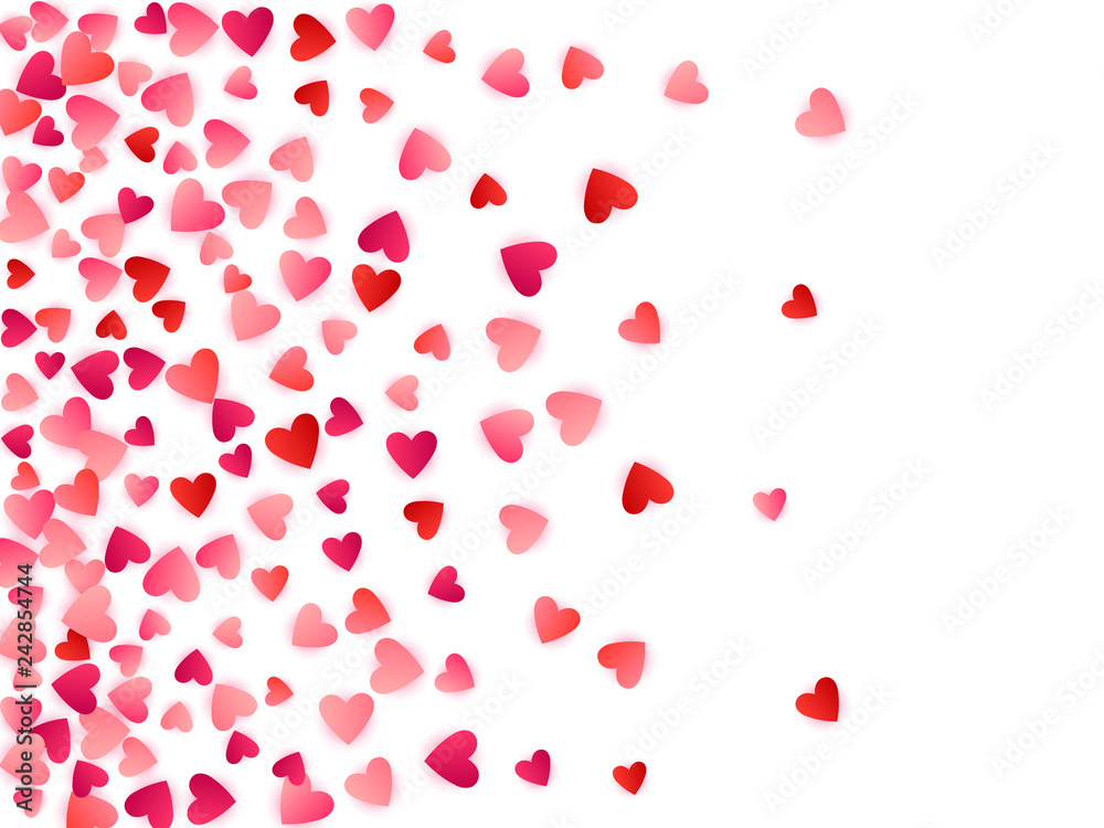 Red flying hearts bright love passion vector background.