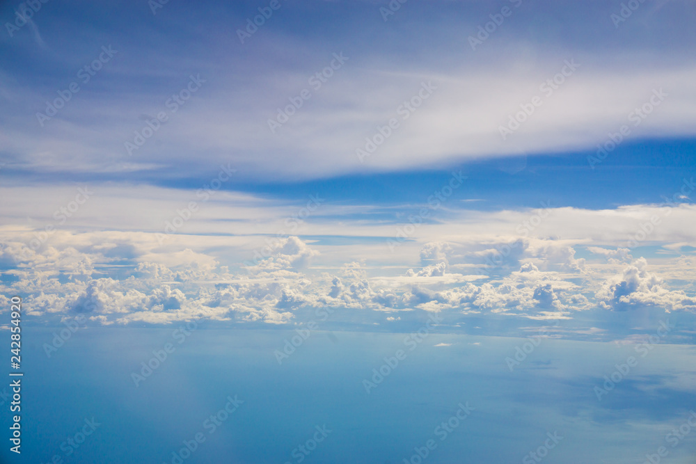 Blue sky with cloud airplane view Blue sky with cloud airplane view