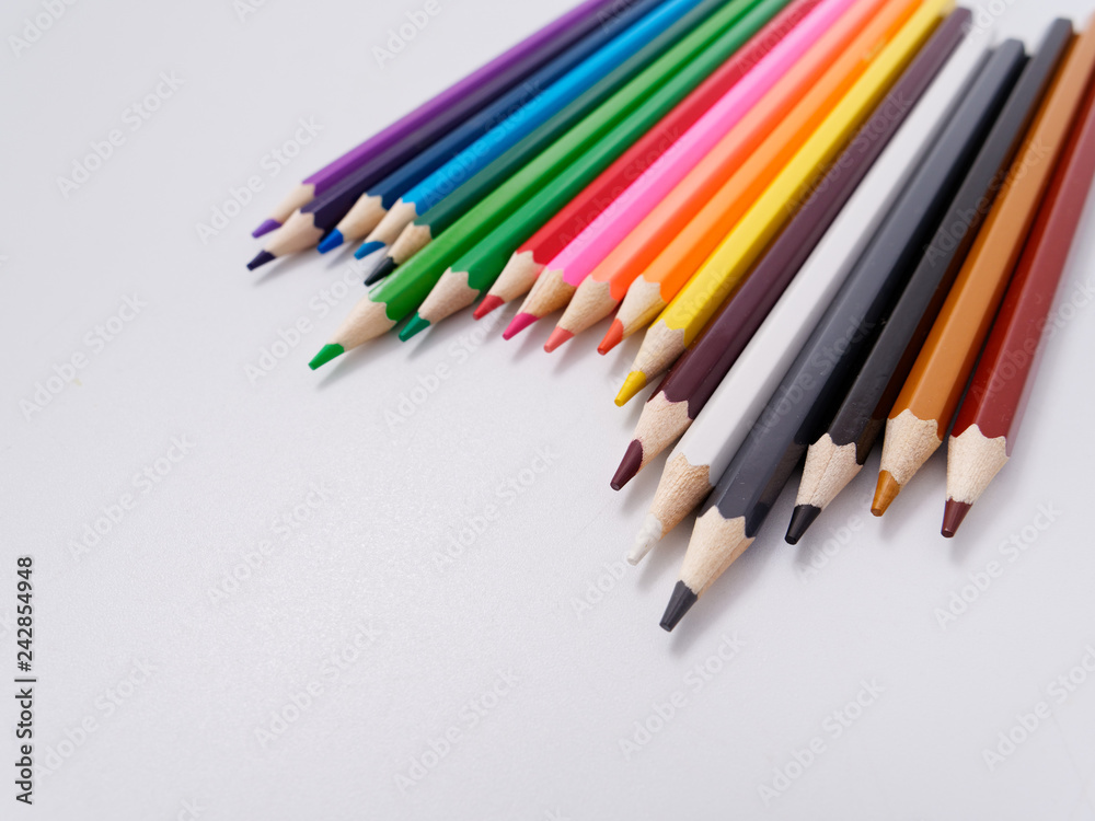 colored pencils sharpened on a white background. colored pencils sharpened on a white background.