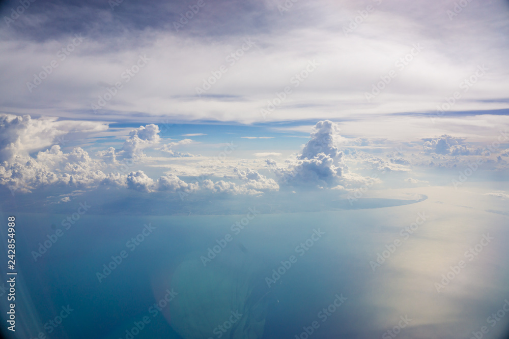 Blue sky with cloud  airplane view