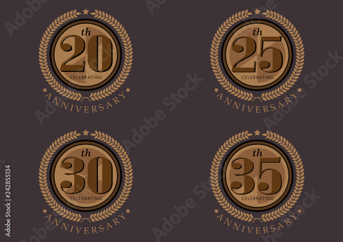 20th anniversary celebrating classic vector logo design set