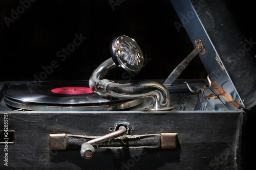 old gramophone with record