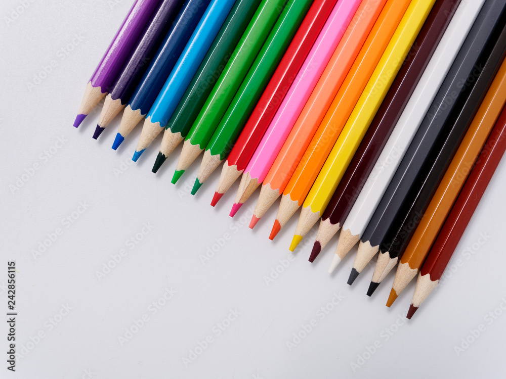 colored pencils sharpened on a white background. colored pencils sharpened on a white background.