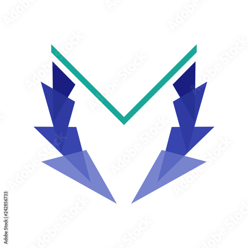 Free Download letter m, with blue triangles logo - GFXLoad