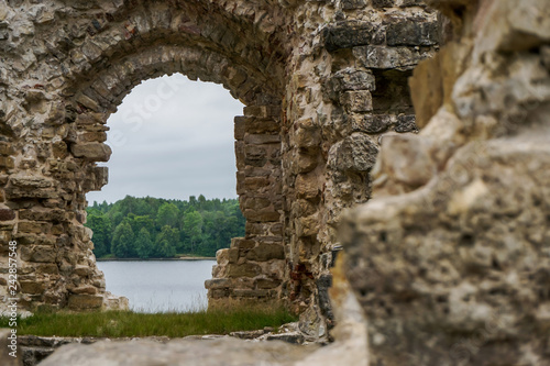 Fototapeta Naklejka Na Ścianę i Meble -  The ruins of the medieval castle of Koknese