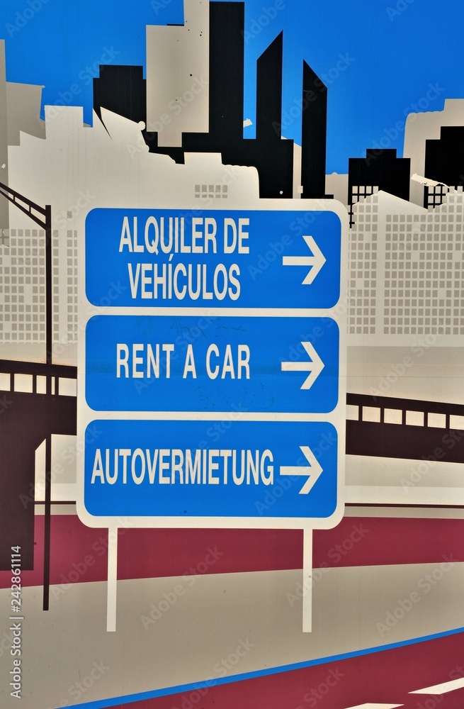 Autovermietung - Hinweisschild