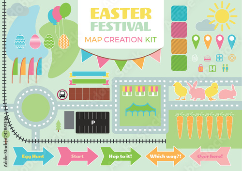 Easter Festival Egg Hunt Sign Creation Spring Map Event Kit Set