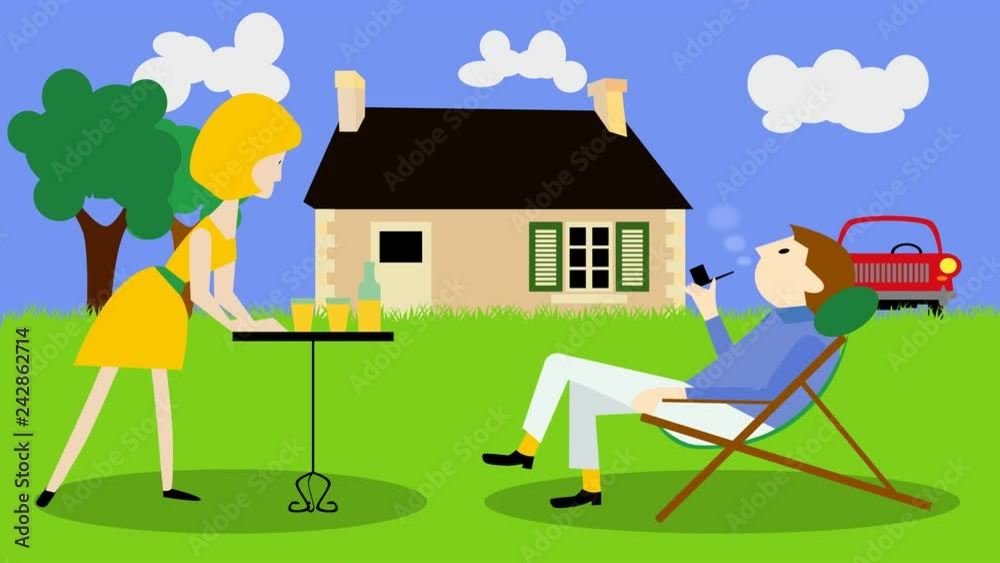 retired couple is resting in the garden retired couple is resting in the garden