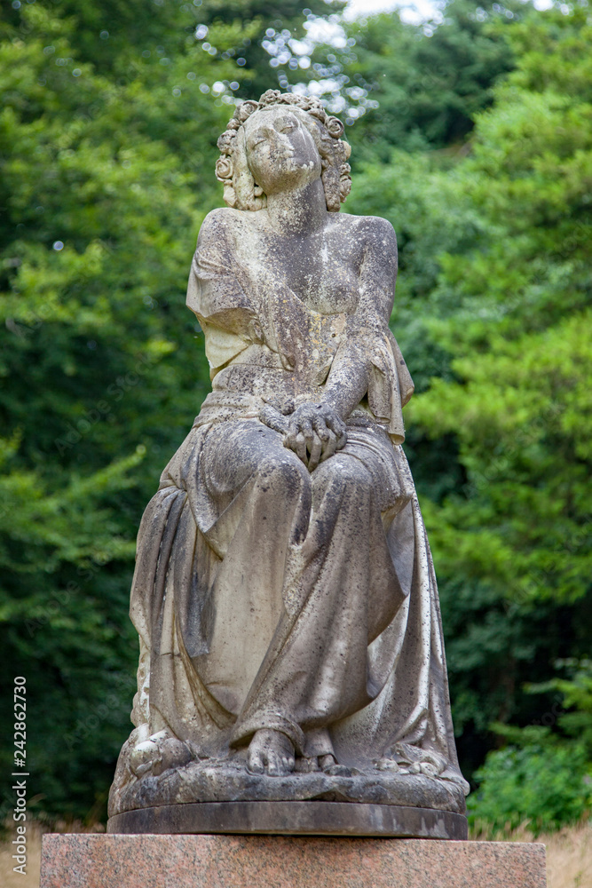 Marinvast France 11-12-2018. Statue in the park of   Martinvast castle  in Normandy France.