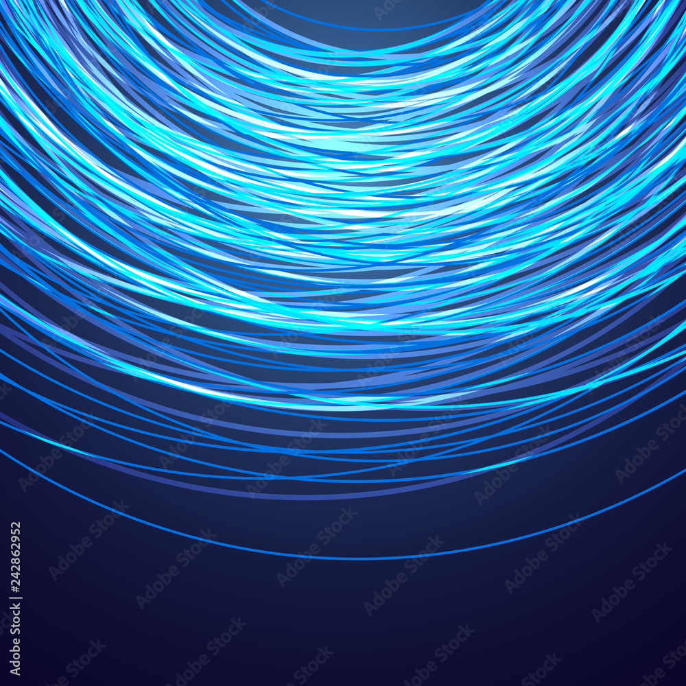 Many neon lines in the shape of a circle. Abstract background for your design. Vector illustration. - obrazy, fototapety, plakaty 