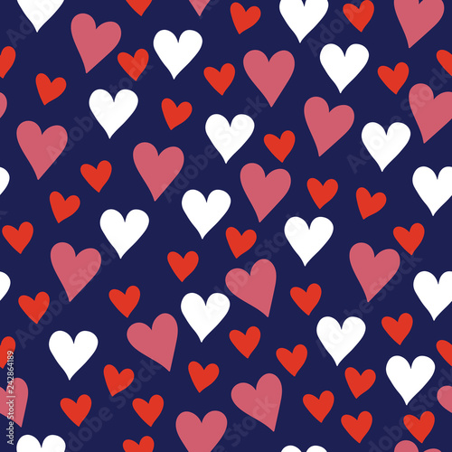 Vector navy and red love hearts for Valentine. Perfect for fabric, wallpaper, stationery and scrapbooking projects and other crafts and digital work