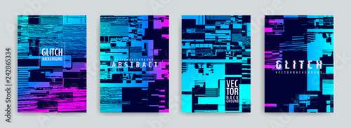 Set of abstract background cover designs. Screen error effect. Failure. Vector graphics. Abstract background strokes. Editable color
