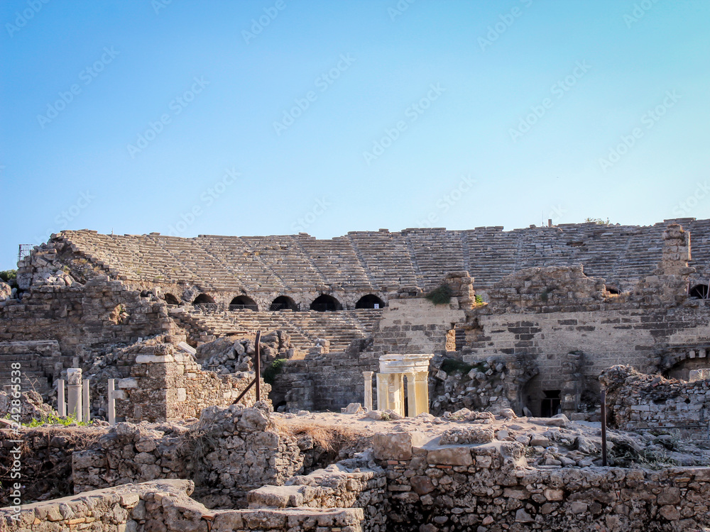 Amphitheater, Tempel, Ruinen, Säulen