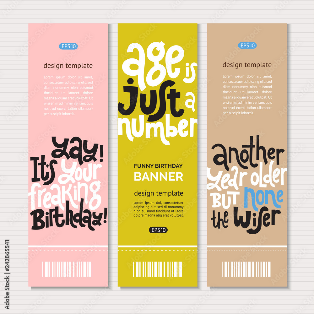 Irreverent Birthday. Web or print banners design template with hand drawn vector lettering. 