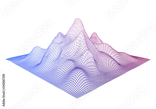Abstract wireframe background. Vector 3D grid. Digital Cyberspace landscape.