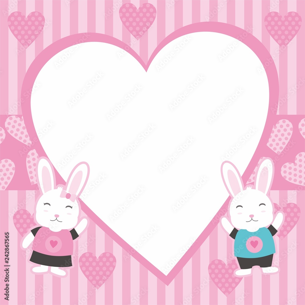 Cute pink card design with bunny character Cute pink card design with bunny character
