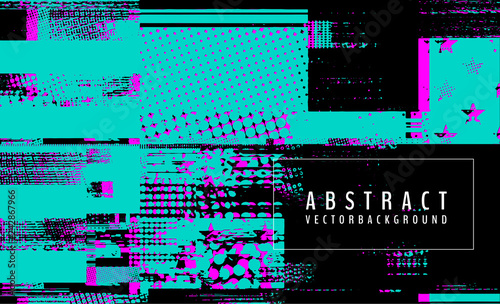 Abstract vector background. Screen error effect. Strokes cut out Irregular geometric patterns. Glitch background.
