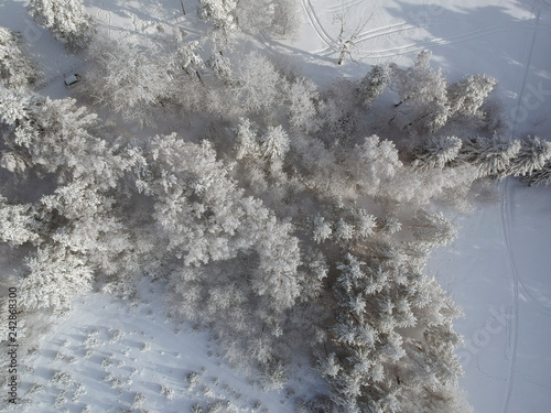 Aerial view at winter mountain