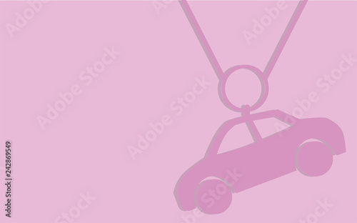 VVector Car neckband on a pink background, a gift for the day of love.