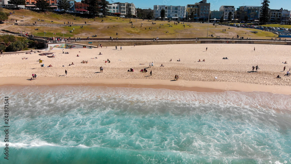 Aerial view of Bondi Beach coastline, Sydney, Australia