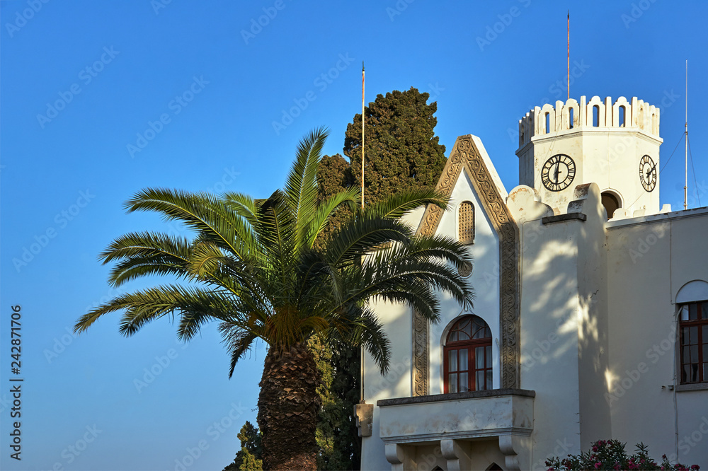 The historic building in the port city of Kos on the island of Kos in Greece.