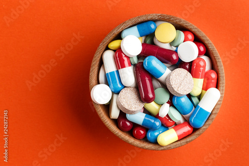 different pills in a plate