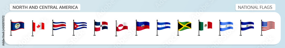Naklejka premium North and central America national flags
