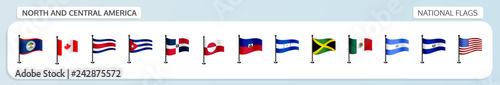 North and central America national flags