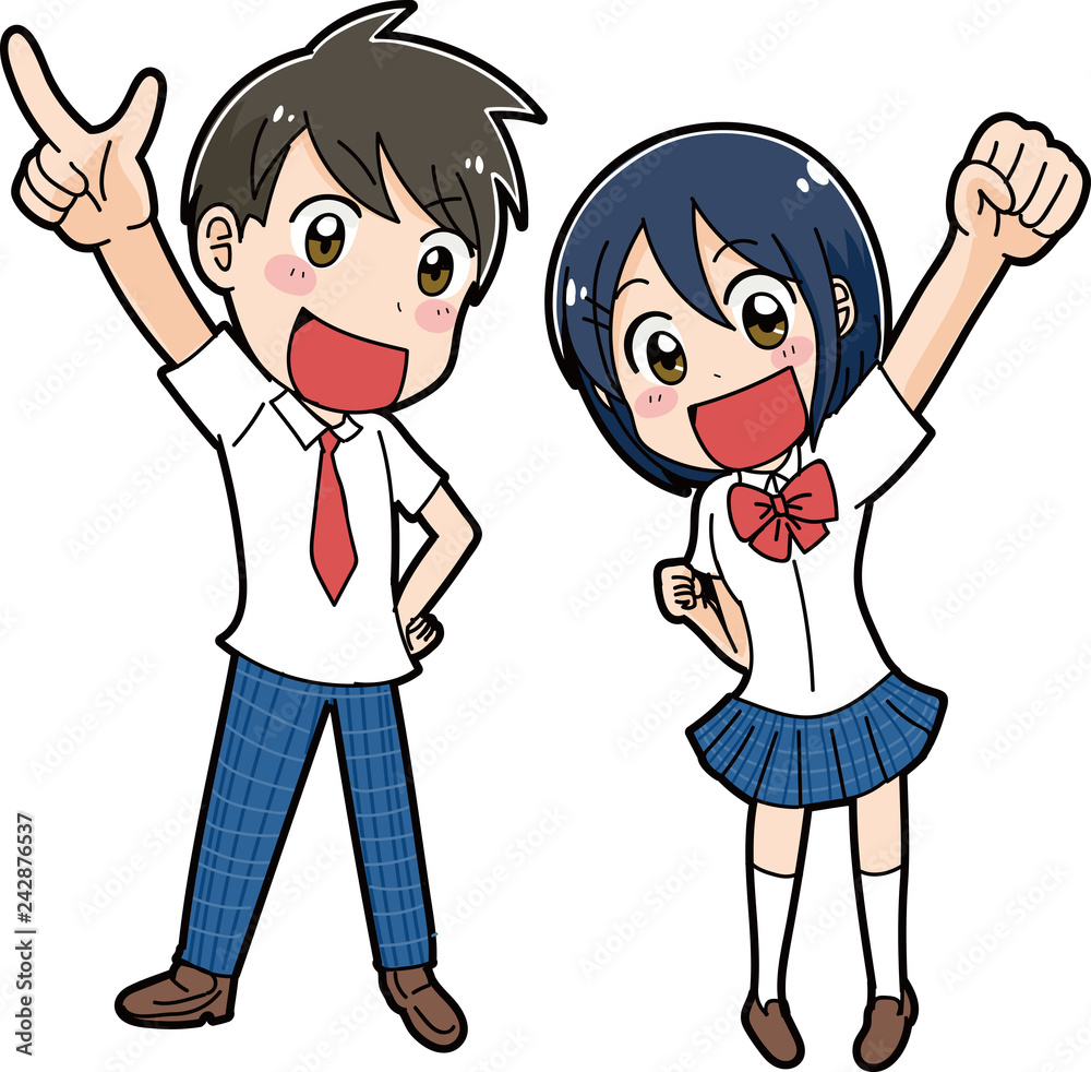 学生のイラスト素材 男女セット 夏服 Stock Vector Adobe Stock