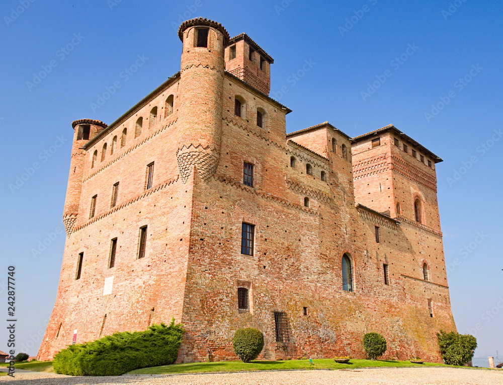 Grinzane Cavour castle, historical landmark, village in Langhe region, Piedmont, Italy Grinzane Cavour castle, historical landmark, village in Langhe region, Piedmont, Italy