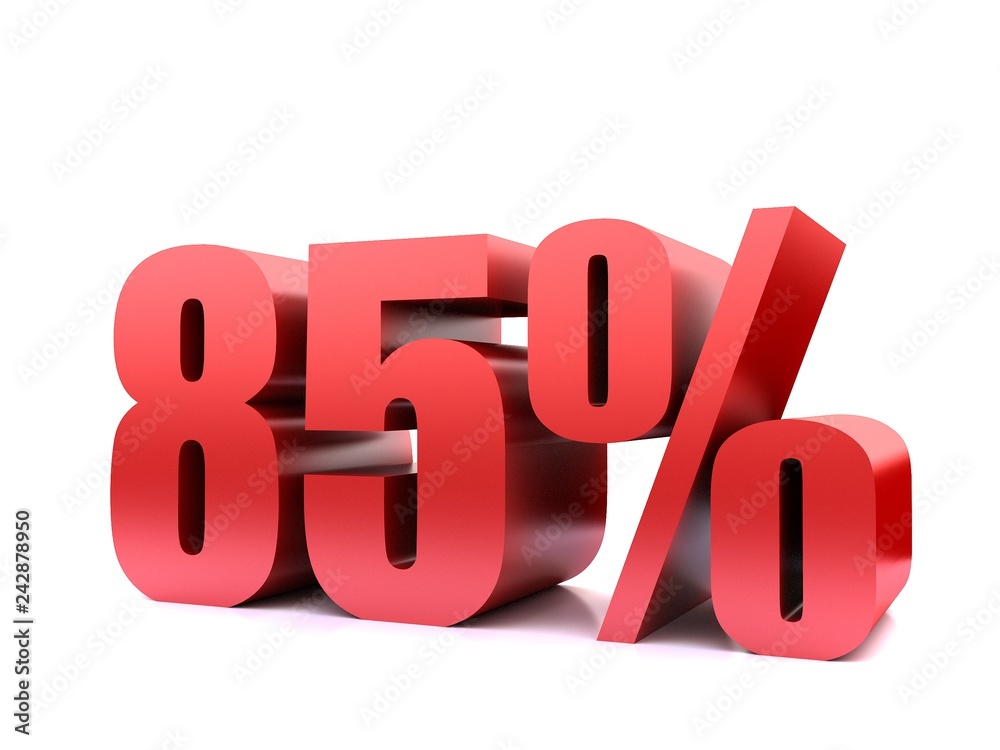 eighty five percent 85% symbol .3d rendering eighty five percent 85% symbol .3d rendering