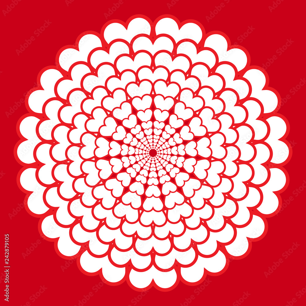 Decorative rosette with hearts isolated on white background. Love concept Valentines day. Illustration EPS 10 Decorative rosette with hearts isolated on white background. Love concept Valentines day. Illustration EPS 10