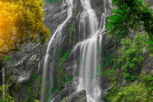 Fototapeta Naklejka Na Ścianę i Meble -  Khlong Lan Waterfall, the beautiful waterfall in deep forest at Khlong Lan National Park ,Kamphaeng Phet, Thailand