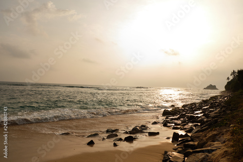 Midigama beach. Sri-Lanka. Beautiful sunset. Amazing view.