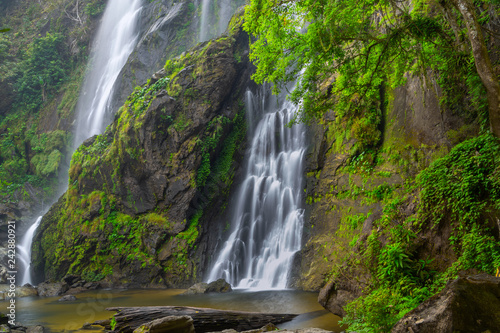 Khlong Lan Waterfall  the beautiful waterfall in deep forest at Khlong Lan National Park  Kamphaeng Phet  Thailand 