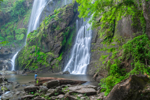 Khlong Lan Waterfall, the beautiful waterfall in deep forest at Khlong Lan National Park ,Kamphaeng Phet, Thailand,