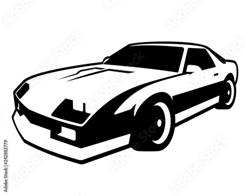 Retro muscle car vector illustration on white