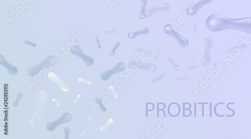 Probiotics Bacteria Vector illustration. Biology, Science background. Microscopic bacteria closeup.