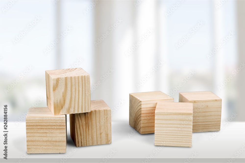 Wooden cubes on table background Wooden cubes on table background
