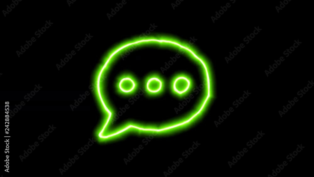 The appearance of the green neon symbol comment dots. Flicker, In - Out. Alpha channel Premultiplied - Matted with color black The appearance of the green neon symbol comment dots. Flicker, In - Out. Alpha channel Premultiplied - Matted with color black