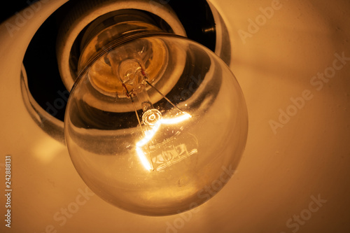 Glass bulb in the dark clsose up photo