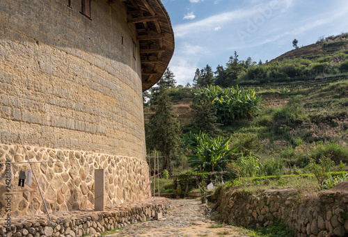 Tea plantations around Tulou at Unesco heritage site near Xiamen photo