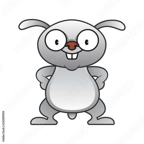 Adorable little rabbit standing and smile cartoon vector