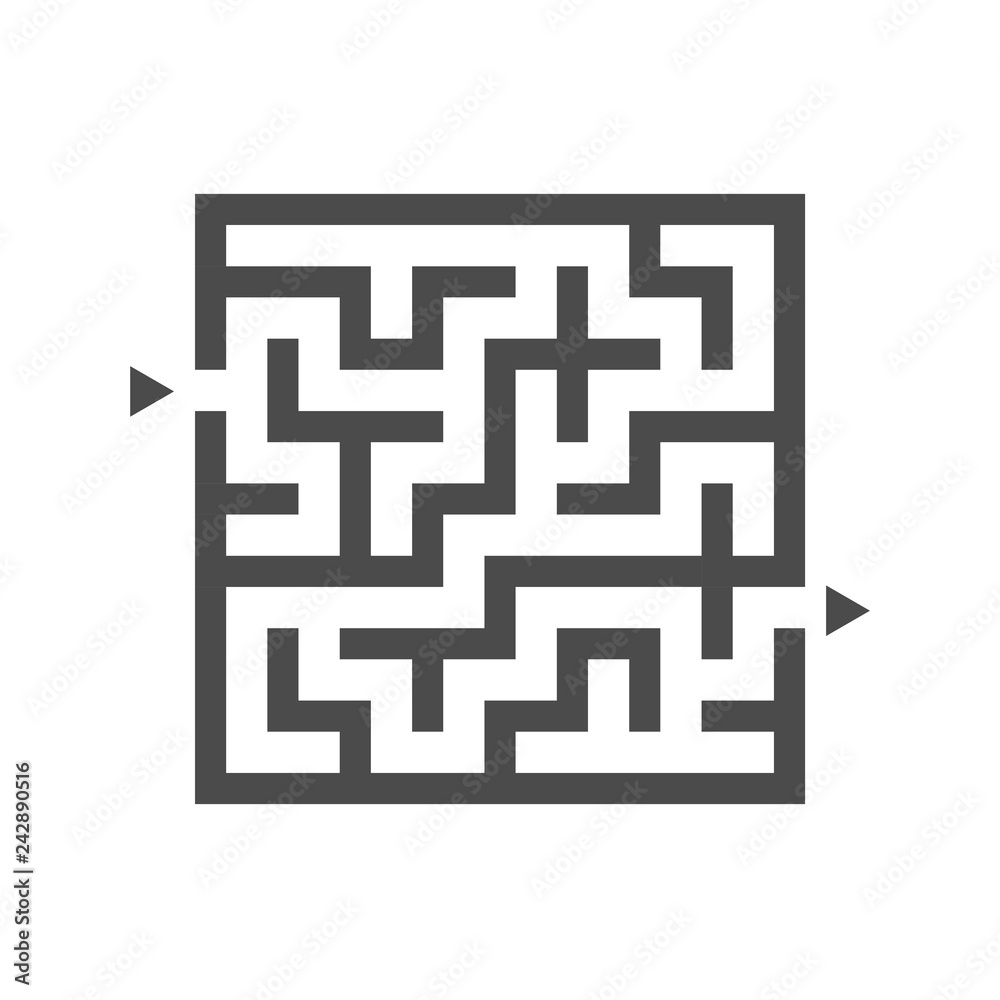 Abstract square maze. Game for kids. Puzzle for children. One entrance, one exit. Labyrinth conundrum. Flat vector illustration isolated on white background.