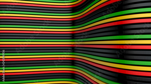 3d illustration of a wavy surface made of different colored lines