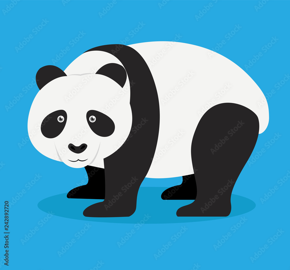 Fototapeta premium Cute panda flat design vector illustration isolated on white 