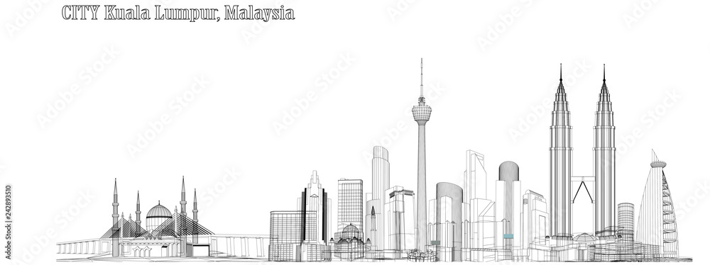 Vector City of Kuala Lumpur, Malaysia - obrazy, fototapety, plakaty 