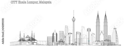 Canvas Print Vector City of Kuala Lumpur, Malaysia