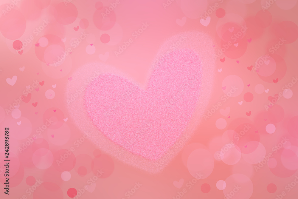 Abstract valentine background. Abtract festive blur pink bright pastel background with a large pink heart for valentine or wedding. Romantic textured backdrop with space for your design. Card concept.